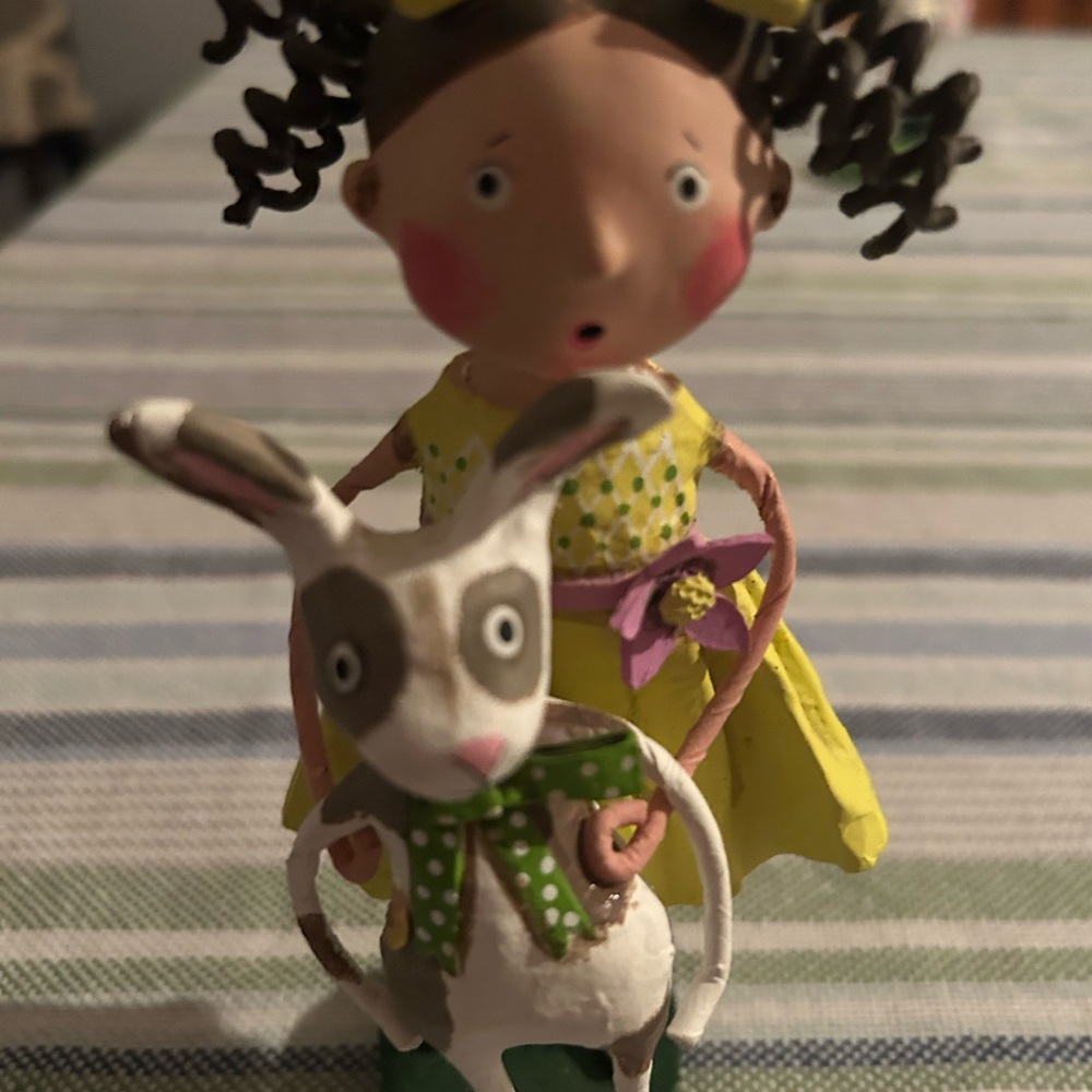 Whimsical Girl and Rabbit Figurine